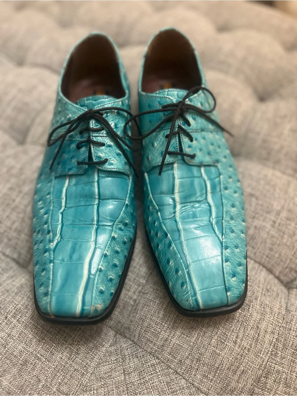 Stacy Adams Turquoise Embossed Leather Oxford Dress Shoes - Men’s Size 11